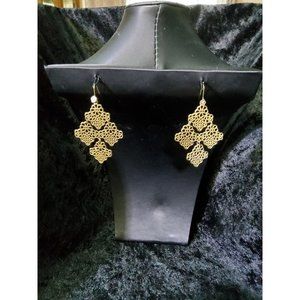 vintage charles williams womens large rose gold tone hollow flower drop dangle e